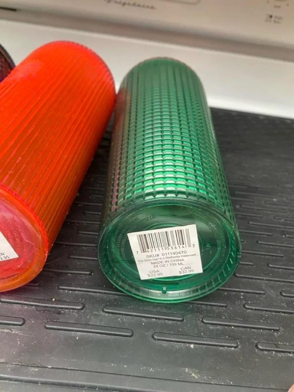 Starbucks Iridescent Rainbow, Neon Red & Green Studded Cold Cups with Straws